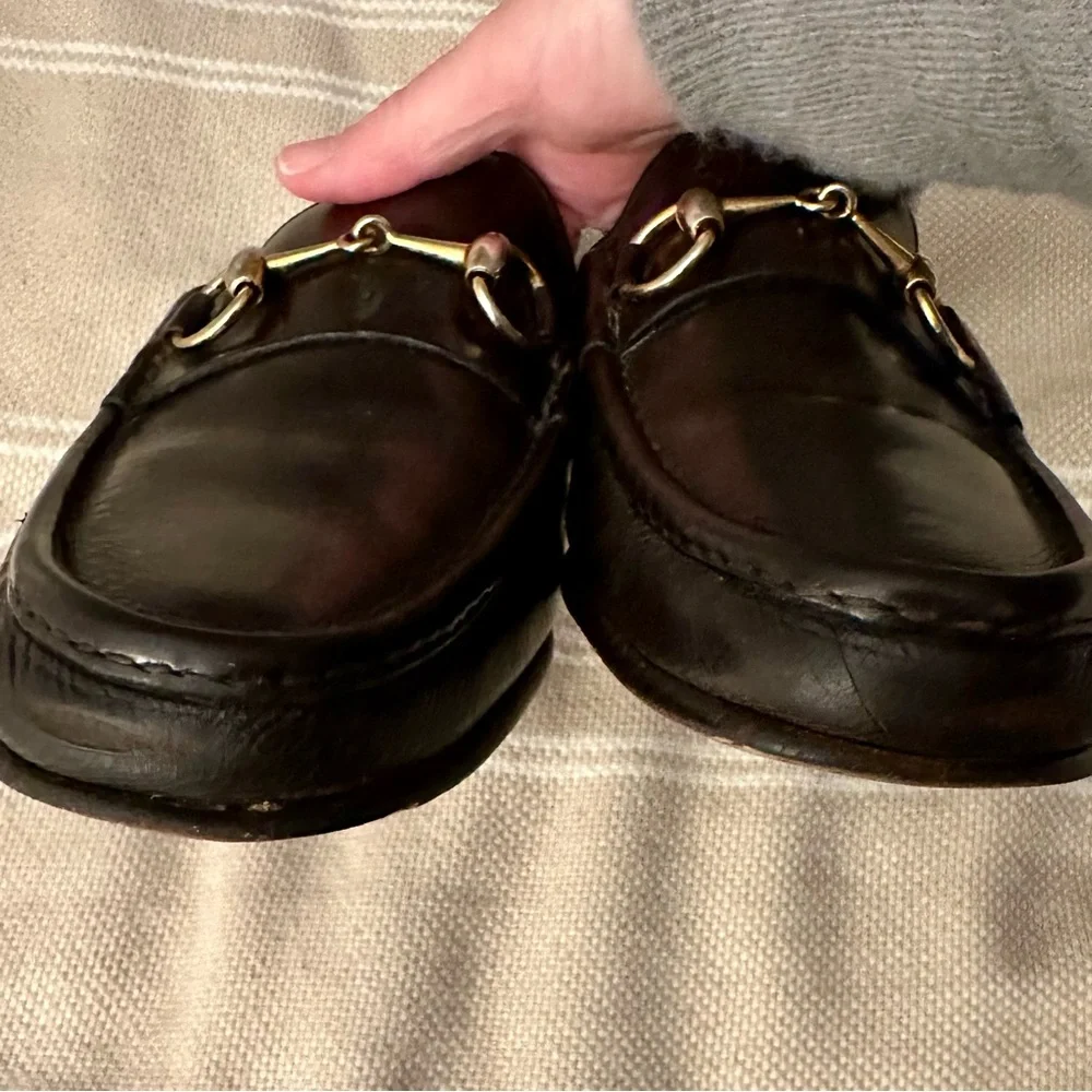 Gucci Men’s Dark Brown Leather Loafers with Gold Horsebit